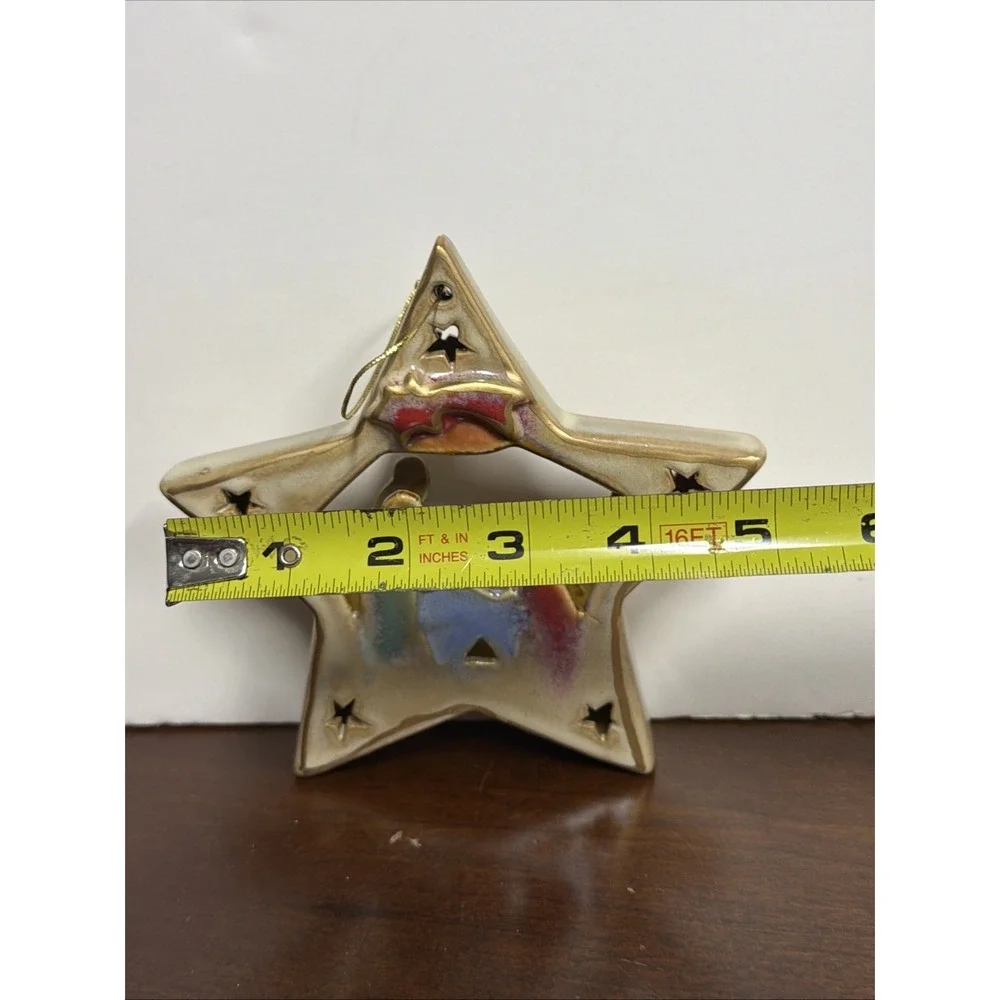 Star Nativity‎ Ornament Decoration Star Jesus Mary Joseph 2 sided Ceramic